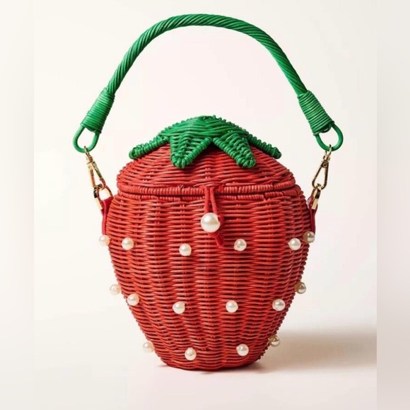Kate Spade Pearl Embellished Strawberry Basket Bucket Bag - Picture 1 of 3
